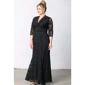 Kiyonna‎ Screen Siren Lace Evening Gown Womens Sz 2X Black Formal Gala Wedding